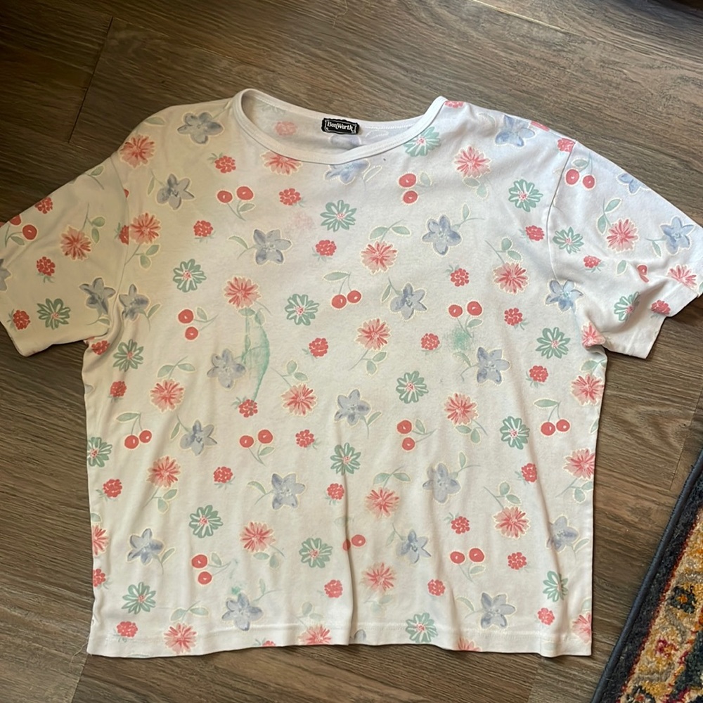 Vintage Bonworth sheer floral printed short sleeve tee